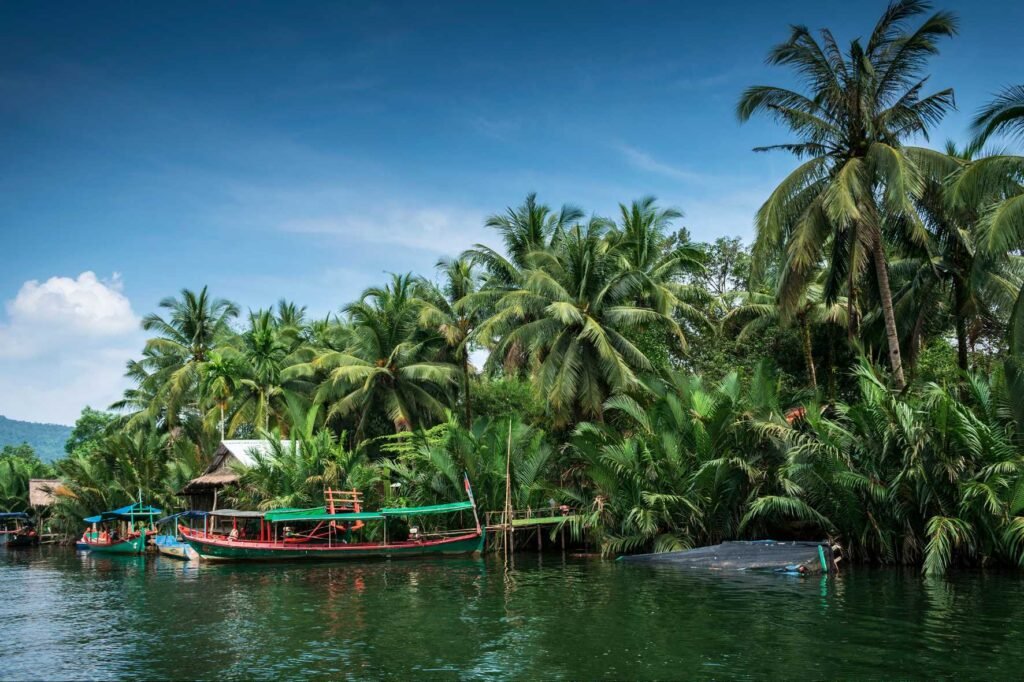 tatai river landscape boat traditional koh kong