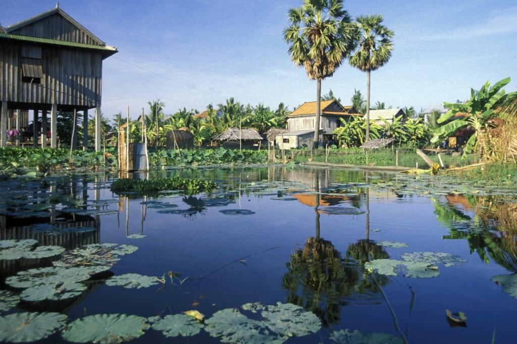 villages cambodia landscape lake house traditional